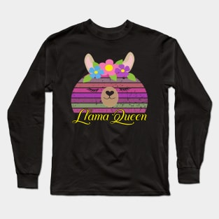 Vintage Retro Llama Queen Long Sleeve T-Shirt